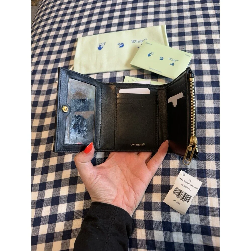 Authentic Off-White Jackhammer French Leather Black Wallet *NEW WITH FLAW* - Picture 5 of 11